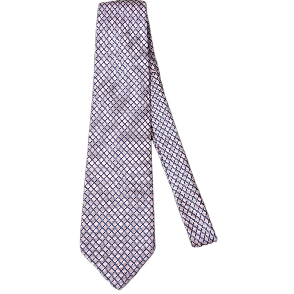 Brooks Brothers Men's Silk Necktie Pink Blue 58 x 3.75 Diamond Print Tie Basics